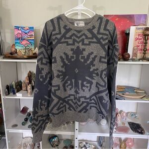 Chunky knit vintage grandpa sweater men’s large wool blend winter / holiday